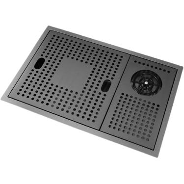 Imagem de Pia de cozinha invisível, aço inoxidável com pia de barra de enxágue de vidro, com lavador de copos em spray para hotel, café e restaurante, preto-b, 52x39x21cm