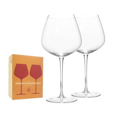 Imagem de Big Wine Glasses Conjunto de 2 taças de vinho de cristal de nabucodonosor - taça de vinho gigante de garrafa completa premium (946 ml)