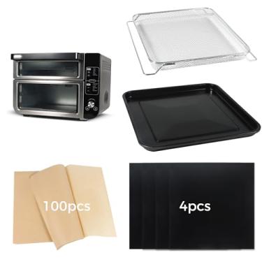 Imagem de Acessórios de fritadeira a ar para forno Ninja DCT451 Air Fryer, conjunto de cozimento com cesta de fritadeira a ar livre, papel pergaminho, forro de airfryer descartável para forno Ninja DCT601