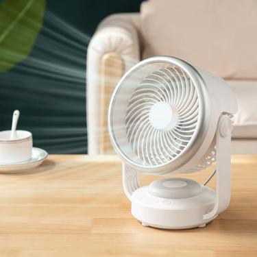 Imagem de Fã de Circulador de Ar da Mesa, Ventilador Portátil para Quarto, 4 Velocidades e 90 Graus de Cabeça Giratória, fã Pessoal Silencioso Com Luz de Ambiente para Escritório, Cozinha,