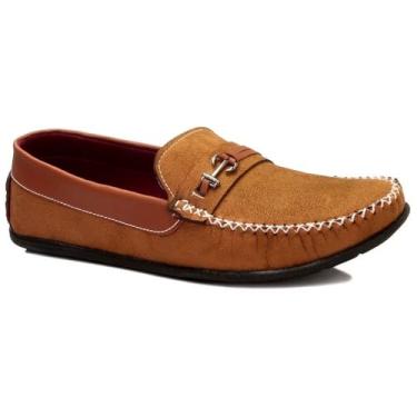 Imagem de Mocassim Masculino em Camurça, Marrom, Costura 360°, Sola Antiderrapante, Forro Vermelho (WHISKY, BR, Adulto, Numérico, 43)