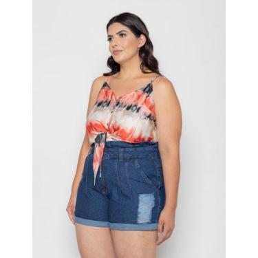 Imagem de Regata Feminina Plus Size Alcinha Tie Dye Nó Com Botões Premium - SML 