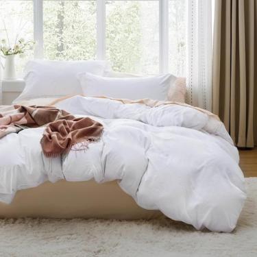 Imagem de Conjunto de capa de edredom Bedsure Bright White King Size 3 peças