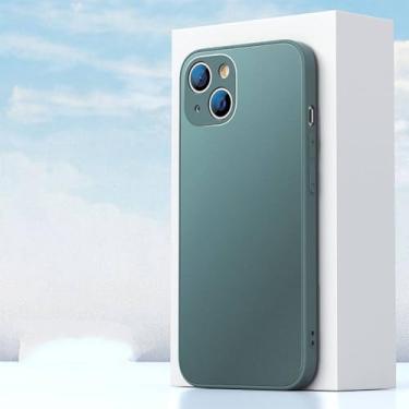 Imagem de Capa de silicone líquido de vidro temperado fosco para iPhone 13 12 Mini 11 Pro XS Max XR X 7 8 Plus SE3 Capa traseira dura verde, verde escuro, para iPhone X