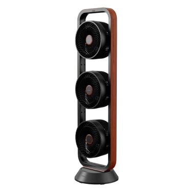 Imagem de Ventilador de Torre Spirit Robot Triplo 130W com 3 Velocidades, Controle Remoto e Painel Digital com Display LED - Preto/Tabaco