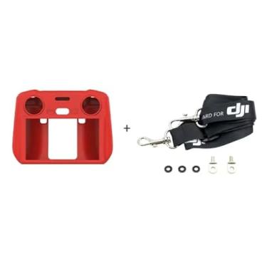 Imagem de Capa de Silicone Premium para DJI RC 2, Proteção Completa, com Cordão e Tela Protetora, Compatível com Flip, Neo, Air 3S e Mini 4 Pro (Vermelho)