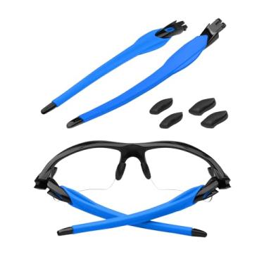 Imagem de Well-aimed Kit de borracha preta de substituição para hastes braços, pernas/almofadas de nariz/meias auriculares para óculos Oakley Flak 2.0, Flak 2.0 XL, ajuste perfeito, kit de acessórios - azul