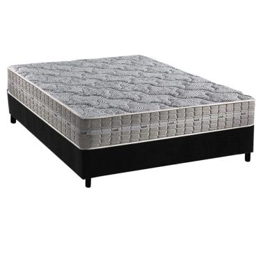 Imagem de Cama Box Casal: Colchão Molas MasterPocket Ensacadas D Angelis Anjos Royal + Base crc Suede Black (138x188)