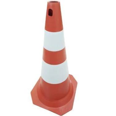 Imagem de Cone P/ Sinalização Rigido C/ Faixas Refletivas 75cm Cor: Laranja/Bran