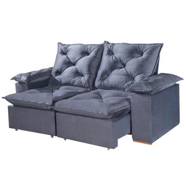 Imagem de Sofá Porto Madero 3 Lugares Retrátil e Reclinável 200cm Tecido Veludo Imperial Decor Cor - Azul