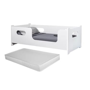 Imagem de Cama Tamanho Solteiro Montessoriana Encanto Para Quarto Da Criança Premium Com Grade De Proteção Lateral Moderna Conforto Com Colchão Cor Branco