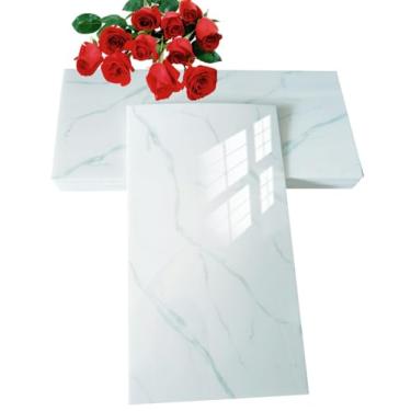 Imagem de Show Color Peel and Stick Backsplash azulejos de mármore autoadesivos coloridos para parede, salpicos traseiros para cozinha, banheiro (32, branco)