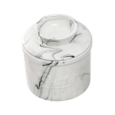 Imagem de Ｂｅｓｇａ Manteiga Crock Butter Keeper Pão e Torrada Manteiga Recipiente Francês Manteigueira para Café Hotéis Jantar Casa Decoração de Mesa, Mármore Preto