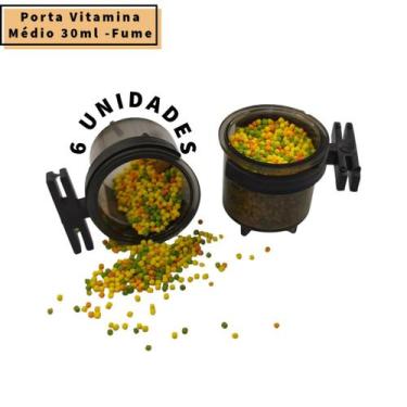 Imagem de 6 Porta Vitamina Medio 30ml Fume - Malha Universal Gaiola Viveiro - UP