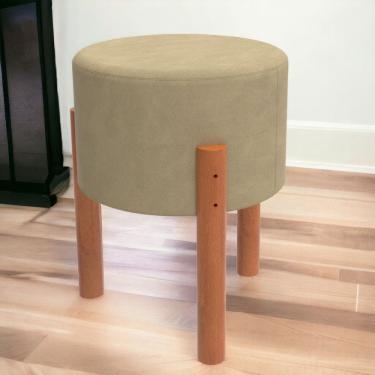 Imagem de Banquinho Redondo Estofado Estrutura Reforçada Banqueta Puff