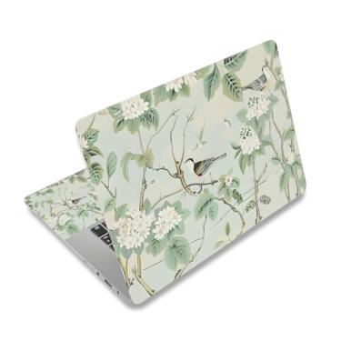 Imagem de AIMSA Adesivo de capa de adesivo para notebook, 12 13 13,3 14 15 15,4 15,4 15,6 polegadas Adesivo de vinil para laptop capa de netbook protetor de arte, pássaro de folha verde