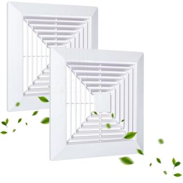 Imagem de Flowild 2 peças de capa de exaustor de banheiro 9x9 com molas, grade de substituição para ventilador de teto quadrado ou de parede, exaustor de plástico, desviador de ar, difusor de ar de teto (branco