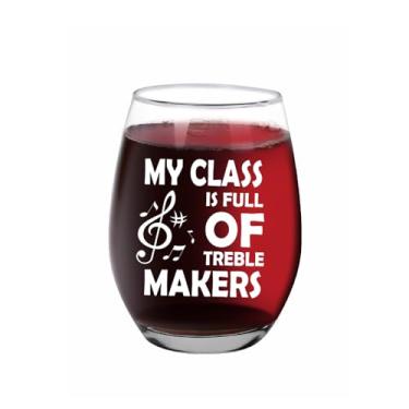 Imagem de Jogskeor My Class Is Full of Treble Makers, taça de vinho, 425 g, presentes de aniversário de dia dos professores, presentes de Natal para mulheres, homens, amantes de música, professores de música