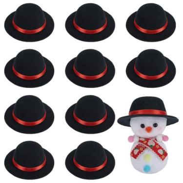 Imagem de FINGERINSPIRE 10 Pcs Mini Felt Top Hats Black Mini Top Hats with Red Ribbon 1.83inch Inner Diameter for DIY Plush Suppliess, Puppets, and Snowman Crafts for Hobbyists and Crafter