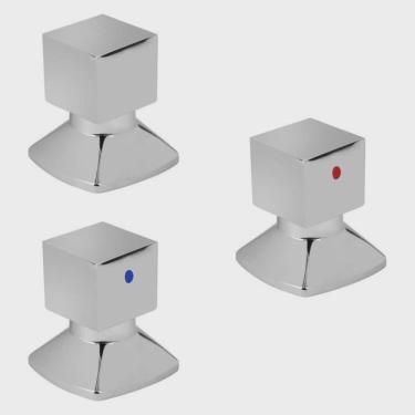 Imagem de Kit com 3 Acabamentos Para Registro C46 Água Quente/Fria Premium KU4246 Ducon Metais Cromado