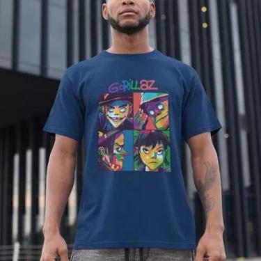 Imagem de Camiseta Basica 100% Algodão Estampa Banda Gorillaz - loja dinka, P, A