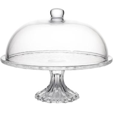 Imagem de Boleira com Pé Tampa Diamond Cristal 29x23,5cm Prato para Bolo Doces Lyor