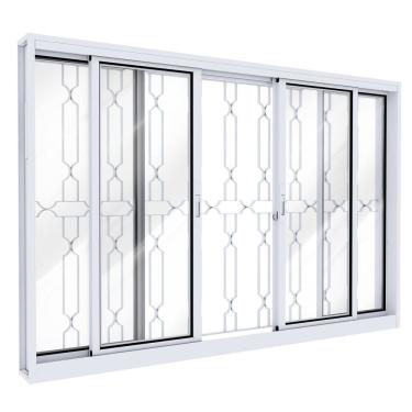 Imagem de Janela de Aço com Grade Mosaico e Fecho Embutido Facilita Lucasa  Branco