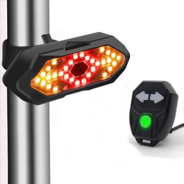 Imagem de HITASTAR Lanterna traseira de bicicleta com controle remoto sem fio recarregável por USB com setas de LED ultra brilhante IPX4 à prova d'água, luz traseira de segurança para passeios noturnos