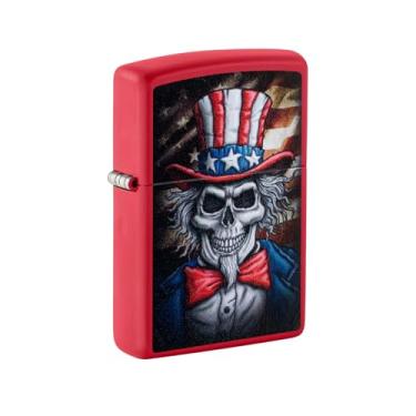 Imagem de Zippo Isqueiro de bolso Uncle Skeleton Design vermelho fosco