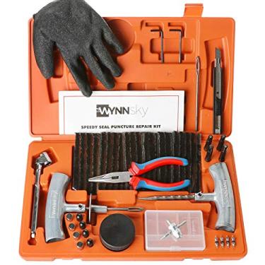 Imagem de Kit de ferramentas de reparo de pneu pesado WYNNsky – Conjunto de 61 peças de caixa de ferramentas de caminhão para motocicleta, ATV, Jeep, caminhão, kit de plugue de pneu plano trator