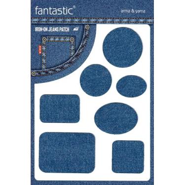 Imagem de Conjunto de remendo jeans com formas azuis índigo para jeans – Remendos decorativos e reparadores duráveis para jaquetas, calças e roupas jeans – Aplique de tecido fácil sem costura