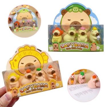 Imagem de Kit Com 8 Borrachas Mini Capivara Borrachinhas Papelaria Fofa Kawaii -