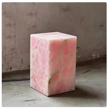 Imagem de Mesa de canto quadrada feita à mão em mármore natural para sala de estar, quarto, banheiro Pink-30 * 30 * 50