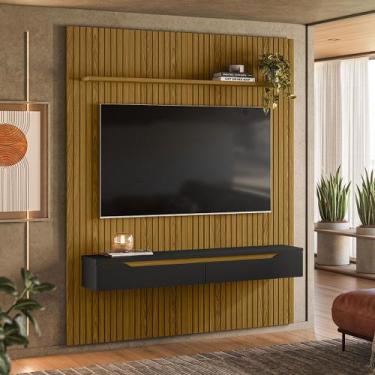 Imagem de Painel para TV Até 65 Polegadas Nuke 2 Portas Cedro/Preto - Pnr Móveis