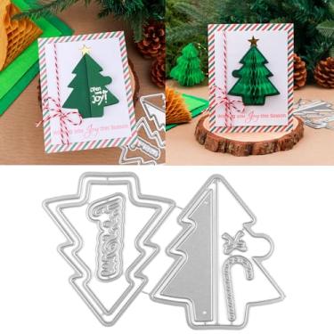 Imagem de Briartw Matrizes de corte de árvore de Natal para fazer cartões coqueteleiras e artesanato pop-up 3D - compatível com blocos de papel de favo de mel, artesanato em papel, perfeito para scrapbooking