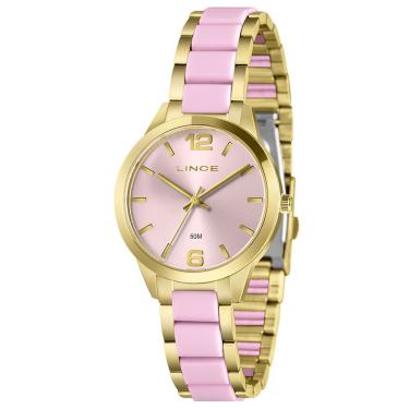 Imagem de Relógio Lince Feminino Analógico Dourado Rosa Lrt4800l36 R2kr