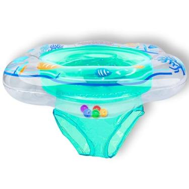 Imagem de Anel de natação para bebês flutua com assento de segurança, anéis de natação duplos para bebês, crianças, flutuadores para piscina, natação, treinamento, crianças, boias de PVC para crianças de 6 a 12 meses (verde)