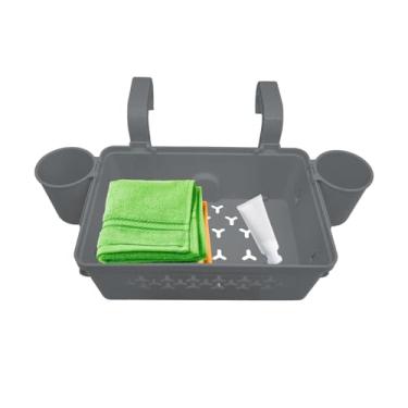 Imagem de Cesta de piscina, bandeja de cesta de armazenamento à beira da piscina | Cesta de armazenamento de piscina espessada | Organizador leve com 2 porta -copos e bebidas ajustáveis ​​para acessórios terres