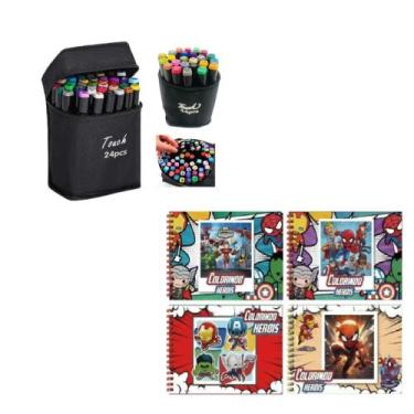 Imagem de Kit Livro de Colorir Bobbie Goods + 24 Cores Caneta Marcadora Ponta Du