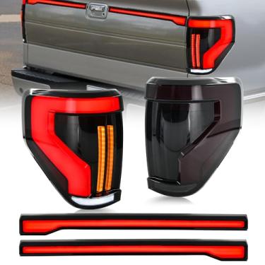 Imagem de Luzes traseiras para picape Ford F150 2009-2014, lanternas traseiras para F-150 XL STX Lariat Limited com luz de porta traseira/animação de partida (1 par)