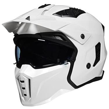 Imagem de ILM Capacete Aberto Para Motocicleta 3/4, Masculino E Feminino, Retrô Vintage Com Viseira, Ciclomotor, Quadriciclo, Cruiser, Scooter, Modelo Dot Z302 (Branco, Pequeno)