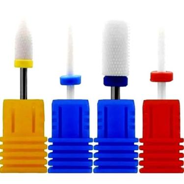 Imagem de Kit 4 Brocas De Cerâmica Para Motor Unhas Manicure Porcelana Unha - So