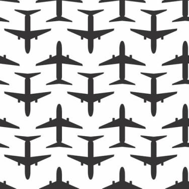 Imagem de Papel De Parede 12m Adesivo Avião Preto E Branco