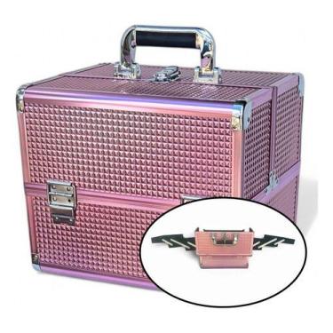 Imagem de Maleta Maquiagem Profissional Grande Vazia Manicure Organizadora Joias