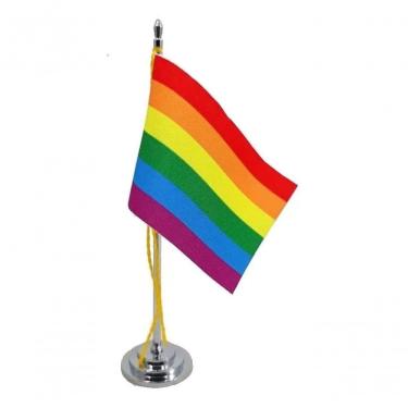 Imagem de Bandeira De Mesa 15 Cm Mastro Orgulho Gay LGBTQIA+
