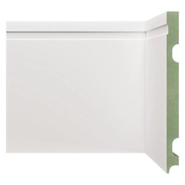 Imagem de Kit Rodapé de MDF 10 Barras Frisadas 20cm x 2,40m Rende 24 Metros Moldufama Branco