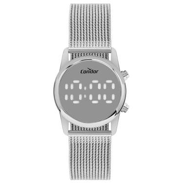 Imagem de Relógio Condor Feminino Ref: Comd26aaf/4k Led Espelhado Mesh Prateado