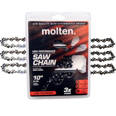 Imagem de MoltenSales Corrente para motosserra de 25 cm .375 .043 40DL de substituição para Ryobi P546 18V Black & Decker LCS1020 Worx WG322 Oregon R40 3 correntes