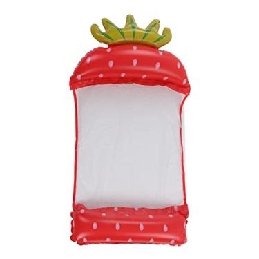 Imagem de Espreguiçadeira Inflável do Flutuador da Rede da água, Acessório da Piscina da Jangada da Cadeira Flutuante do Teste Padrão da Morango