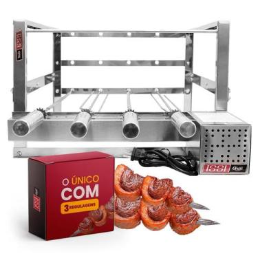 Imagem de Churrasqueira Gira Grill 4 Espetos 50cm em Inox Motor Ajustável Removí